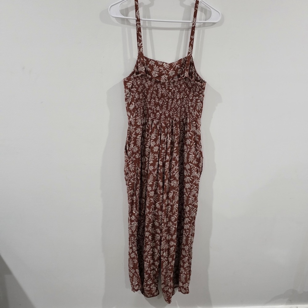 Old‎ Navy Womens Jumpsuit Medium Floral Burnt Orange Tropical Summer Vacation - Picture 4 of 9